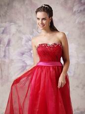 2012 Wine Red Organza Prom Dresses Online Sale