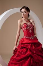 Embroidered Wine Red Floor-length Skirt Prom Ball Gown