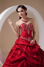 Embroidered Wine Red Floor-length Skirt Prom Ball Gown