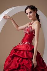 Embroidered Wine Red Floor-length Skirt Prom Ball Gown
