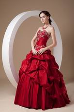 Embroidered Wine Red Floor-length Skirt Prom Ball Gown