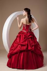 Embroidered Wine Red Floor-length Skirt Prom Ball Gown