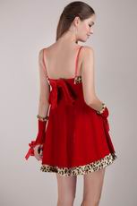 Spaghetti Straps Red Prom Dress With Leopard Print For Christmas Day