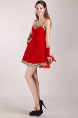 Spaghetti Straps Red Prom Dress With Leopard Print For Christmas Day