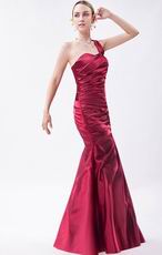 One Shoulder Column Corset Mermaid Cardinal Evening Dress