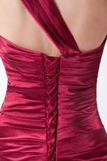 One Shoulder Column Corset Mermaid Cardinal Evening Dress