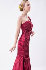 One Shoulder Column Corset Mermaid Cardinal Evening Dress