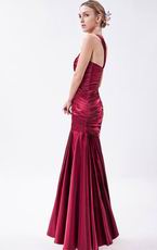 One Shoulder Column Corset Mermaid Cardinal Evening Dress