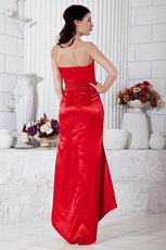 Classic V-Neck Column High Low Skirt Scarlet Prom Celebrity Dress