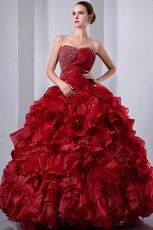 Handmade Wine Red Winter Quinceanera Dresses For Girls