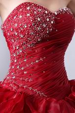 Handmade Wine Red Winter Quinceanera Dresses For Girls