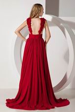 Sexy Deep V Neck Wine Red Long Evening Dress For Cheap