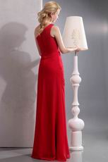 Pretty Right One Shoulder Floor Length Crimson Formal Dress