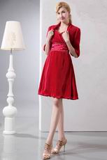 Alizarin Crimson Mother Of The Bride Dress With Jacket