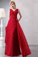 Decent Layers Cascade Skirt Side Draped Wine Red Sale Prom Dress