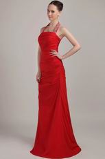 Beade A-line Red Chiffon Halter La Femme Prom Dress