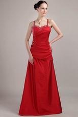 Spaghetti Straps A-line Beautiful Quality Wine Red Prom Dress