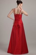 Spaghetti Straps A-line Beautiful Quality Wine Red Prom Dress