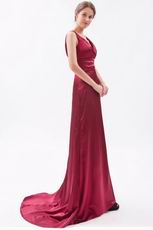 Pretty V-Neck Dropped Waist Cardinal Red Evening Dress