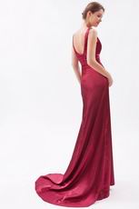 Pretty V-Neck Dropped Waist Cardinal Red Evening Dress