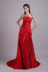 A-line Fishtail Scarlet Celebrity Dress Design With Embroidery