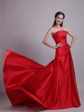 A-line Fishtail Scarlet Celebrity Dress Design With Embroidery