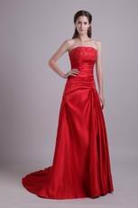 A-line Fishtail Scarlet Celebrity Dress Design With Embroidery