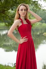 Halter Top Wine Red Prom Dresses With Halter Skirt