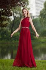 New Arrival Wine Red Prom Dress With One Shoulder Skirt