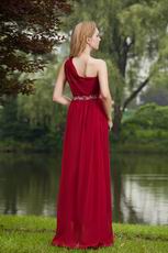 New Arrival Wine Red Prom Dress With One Shoulder Skirt