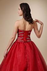 Wine Red Organza Corset Back Puffy Prom Ball Gown