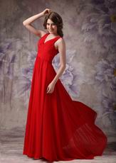 V-neck Dark Red Chiffon Zipper Otherside Best Prom Dress UK