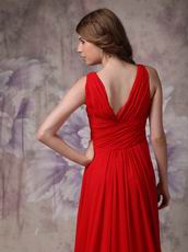 V-neck Dark Red Chiffon Zipper Otherside Best Prom Dress UK