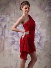 Sexy One Shoulder Wine Red Sweet 16 Dress Under $100