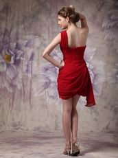 Sexy One Shoulder Wine Red Sweet 16 Dress Under $100