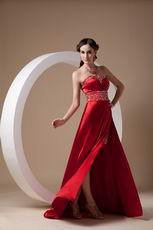 Classical Side Split Wine Red Special Ocassion Dress