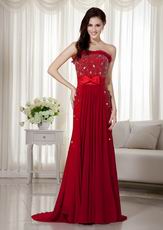 Floor Length Skirt Wine Red Female Prom Dress With Bowknot