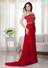 Floor Length Skirt Wine Red Female Prom Dress With Bowknot