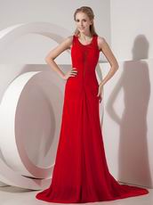 Junoesque Slender Wine Red Chiffon Large-scale Award Ceremony Dress