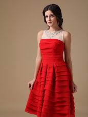 Bateau Neckline Modest Cheap Carmine Homecoming Dress