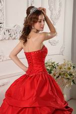 Pretty Crimson Floor Length Dress For Quinceanera Party