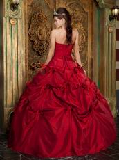 Strapless Wine Red Dress to Quinceanera With Feather Flowers