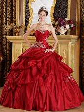 Bubble Designer Ball Skirt Wine Red Taffeta Quinceanera Gown