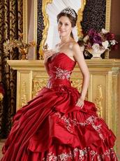 Bubble Designer Ball Skirt Wine Red Taffeta Quinceanera Gown