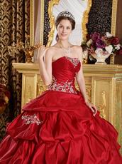 Bubble Designer Ball Skirt Wine Red Taffeta Quinceanera Gown