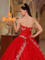 Red Sequin Fabric Cheap Quinceanera Dress For 2014 Party