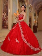Red Sequin Fabric Cheap Quinceanera Dress For 2014 Party