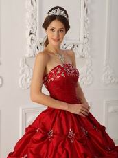 Wine Red Embroidery Young Women Quinceanera Strapless Dress