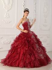 Bugundy Embroidered Quinceanera Gown Online Shop