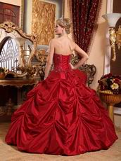 Strapless Floor Length Wine Red Bubble Quinceanera Gown